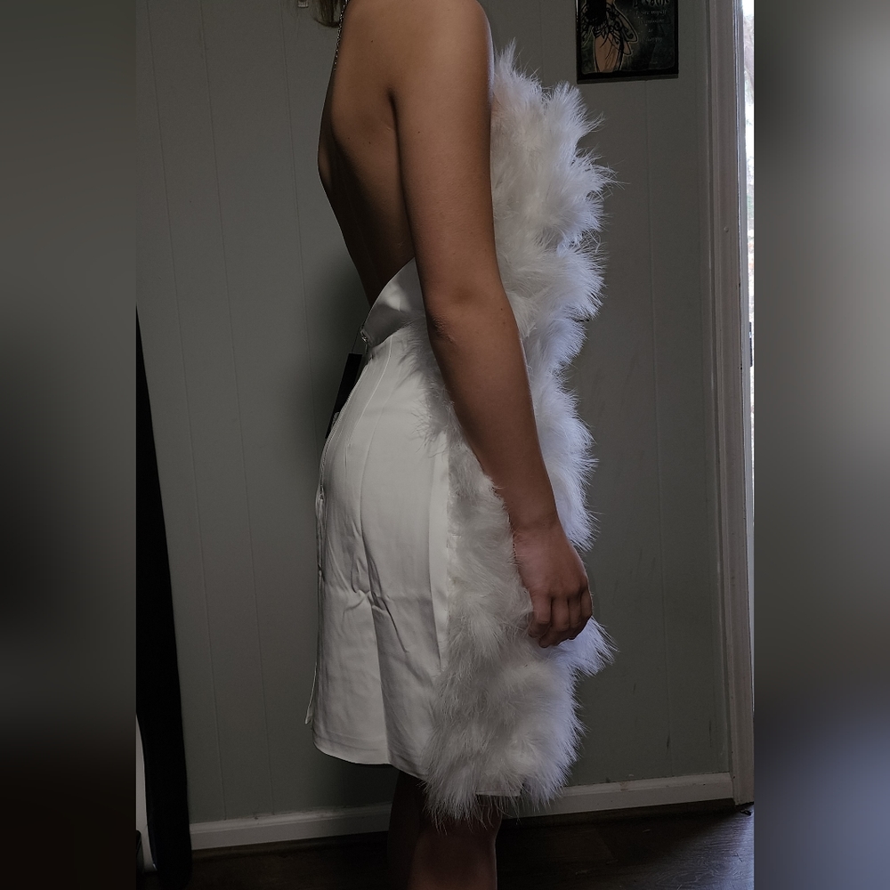 NWT Akira Sold Out , Gorgeous , Soft , Fluffy , White Clouds Feather Dress - Picture 5 of 16